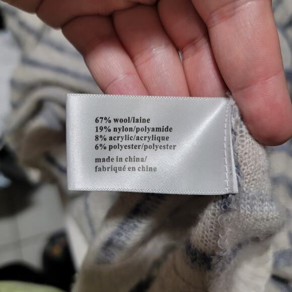 Pam Gela Stripe Open Cross Back Sweater Pullover Top Wool Blend Women Small - Picture 3 of 4